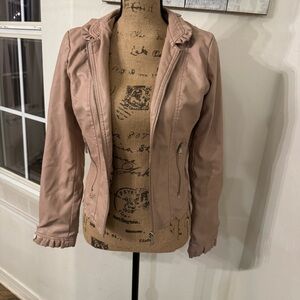 Therapy Pink Leather Jacket Asymmetrical Zipper